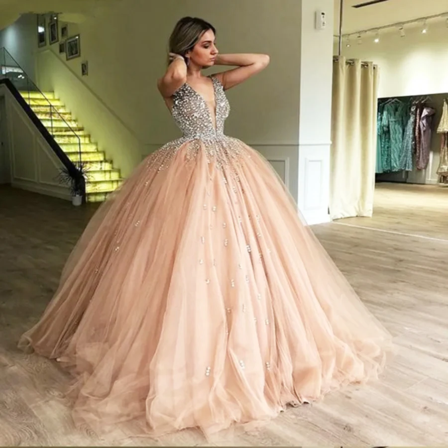 2024 Luxury Crystals Quinceanera Dresses Ball Gown Tulle Prom Debutante Sixteen Sweet 16 Dress vestidos de 15 anos