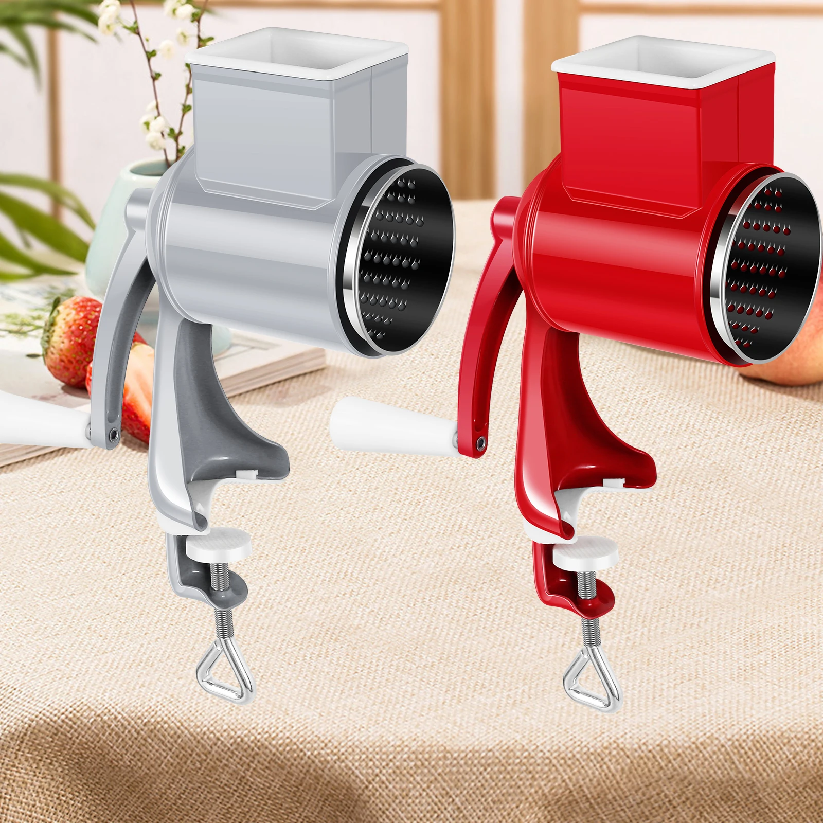 

Hand Crank Grain Mill with Table Clamp Rustproof Manual Food Grinder with 2 Replacement Blades Multifunctional Hand Grain Mill