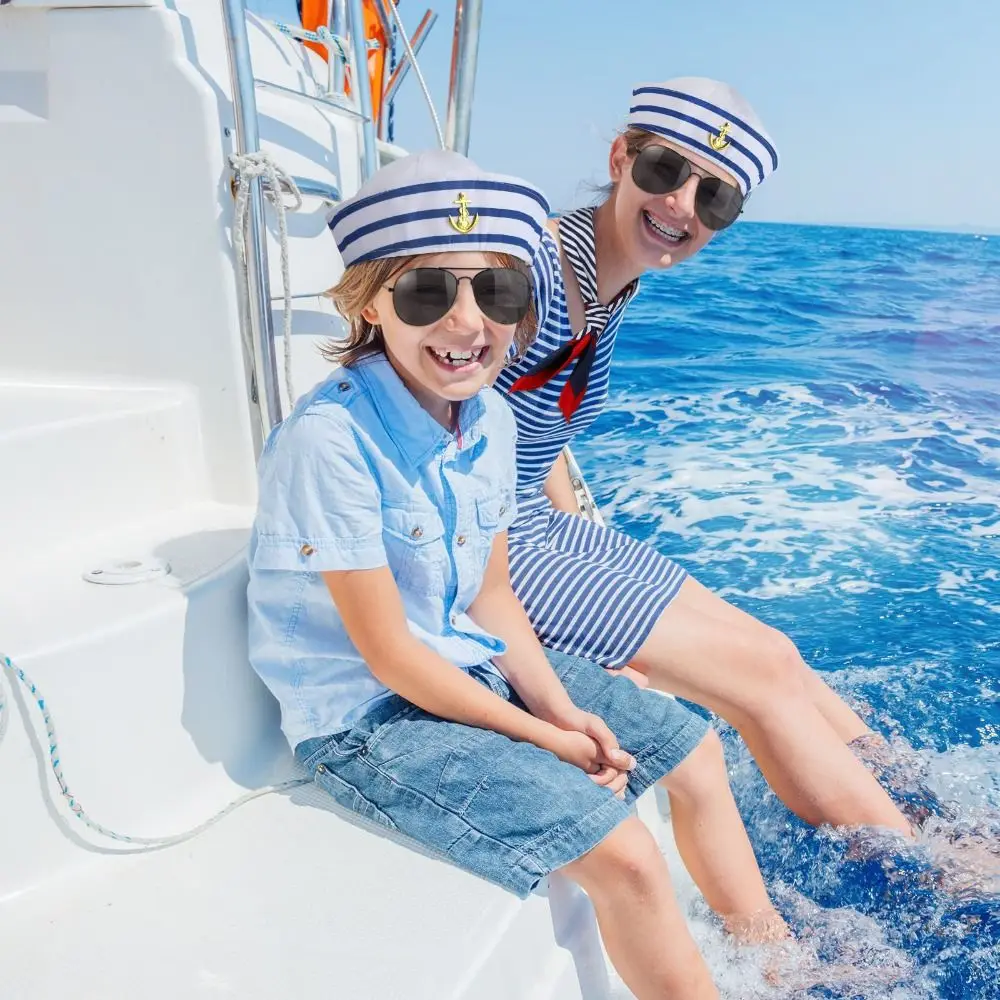 

Fashion Boat Costume Yacht Captain Hat Dressing Up Comfortable Sailor Ship Cap Halloween Navy Blue Scarf Sailor Hat Men Women