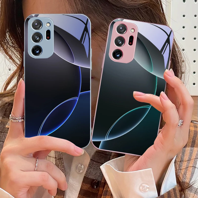 

Geometric Semicircle For Samsung Galaxy Note 8 9 10 PRO 20 Ultra A01 02 03 Core 04E 4G 12 13 5G Tempering Glass Phone Case