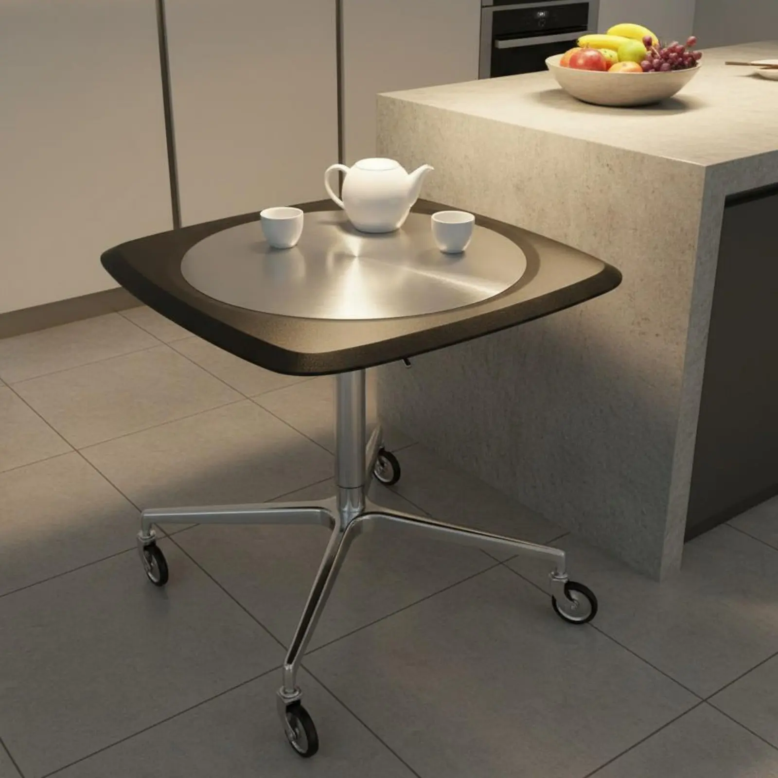 

Height Adjustable Rolling Table Multi-Functional Mobile Sofa Table with Wheels Living Room Furniture Sturdy Frame for Bedroom