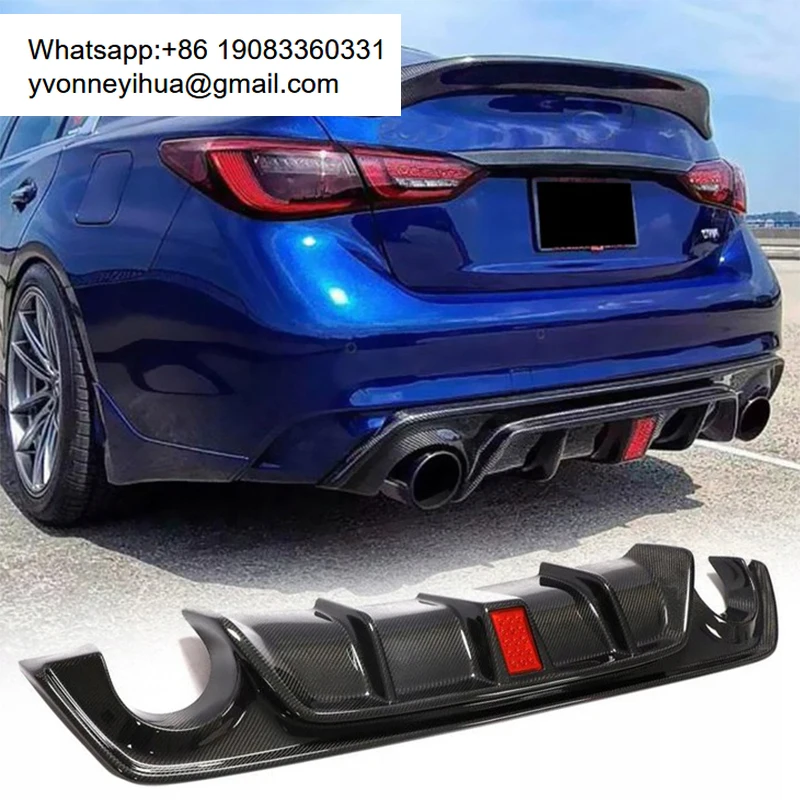 

Real Carbon Fiber Rear Bumper Rear For Infiniti Q50 2014-2017 Diffuser Rear Lips With Led Diffuser