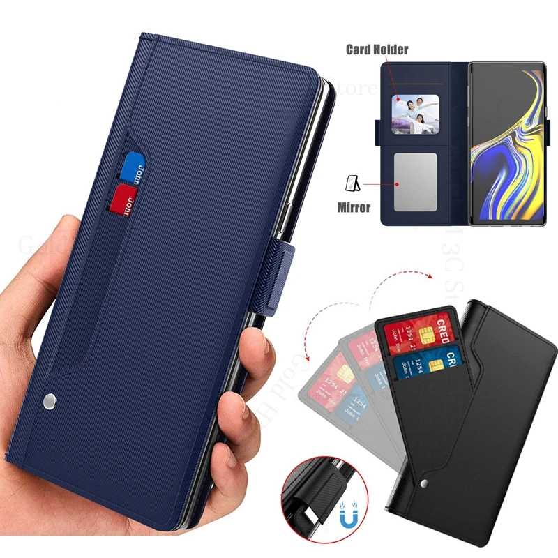 

Magnetic Flip Leather Kickstand Case For Infinix Hot 50 50i Mirror Card Wallet Book Stand Cover For Note 40X 30 VIP 40 Pro Plus