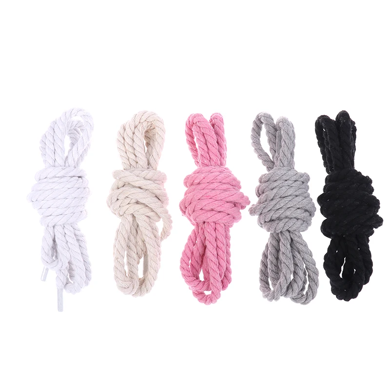 2Pcs Round Thick Rope Laces Polyester Cotton Solid Color Laces 0.8cm120cm Length Bold Shoelaces