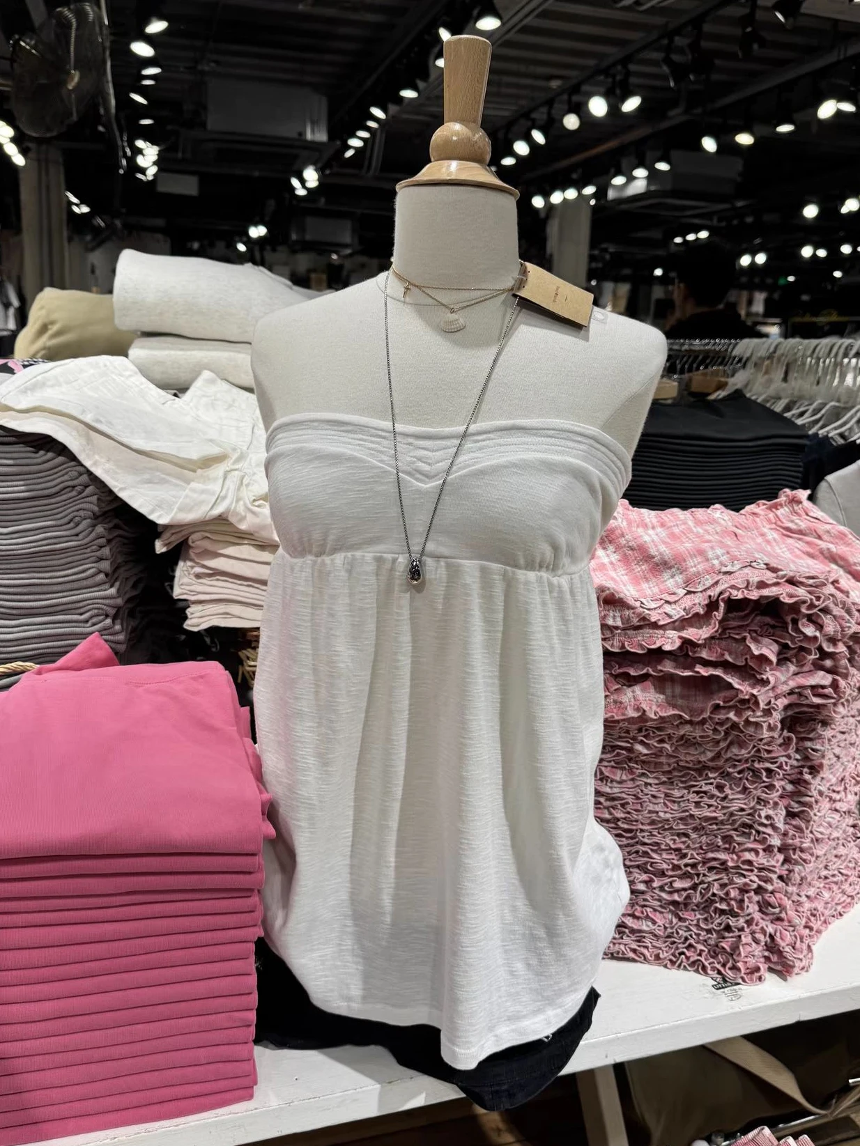 Slub-Baumwoll-Trägerloses Tanktop für Damen, Sommer-Oberteil mit elastischem Rückenband, schulterfreies Camisole, lässiges, schlichtes weißes Tube-Top, neu