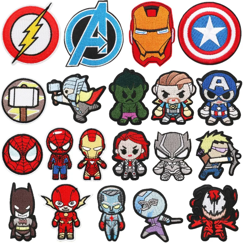 Marvel Disney Iron Man Spider Man Embroidery Patches on Clothes Stickers for Jackets Anime Cartoon Decor Pant Bag Clothing Patch