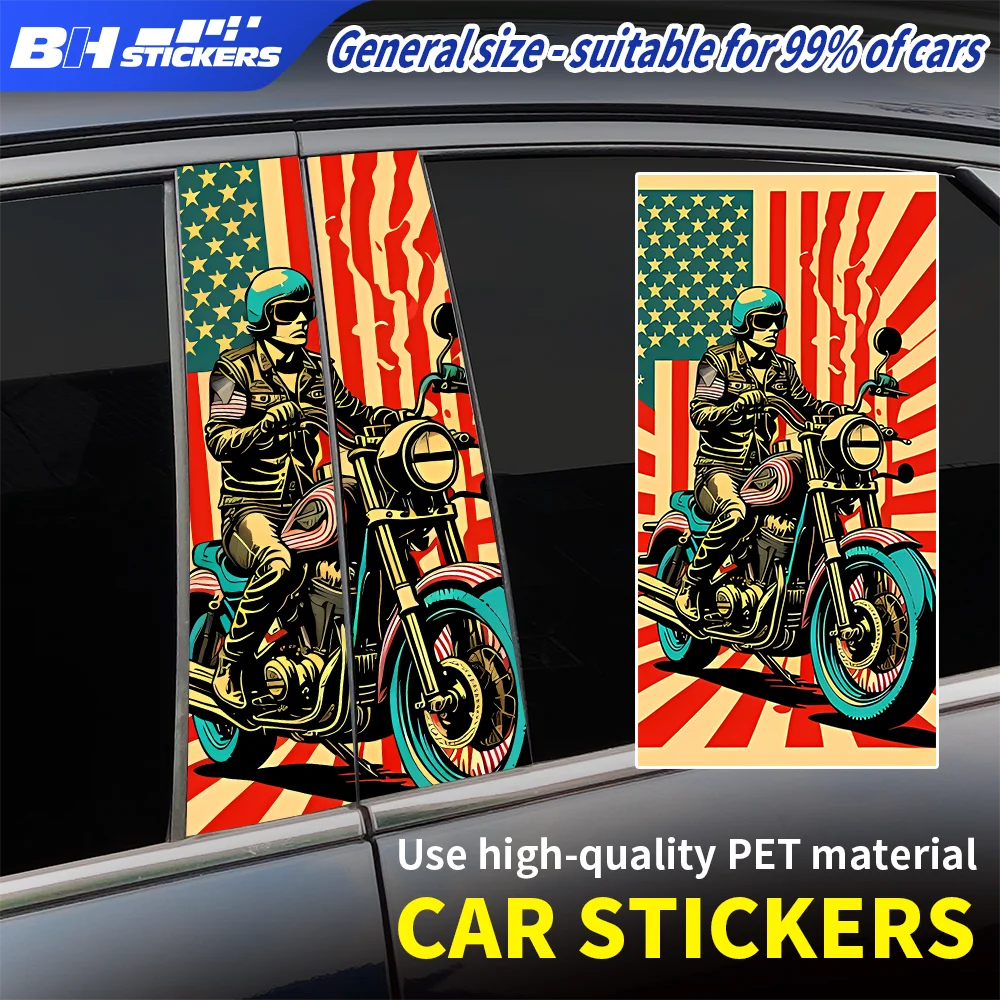 

American Flag and Motorcycle rider Car Graphics Love motorcycles Stickers for Most Car Door Pillar Stickers Car Accessories