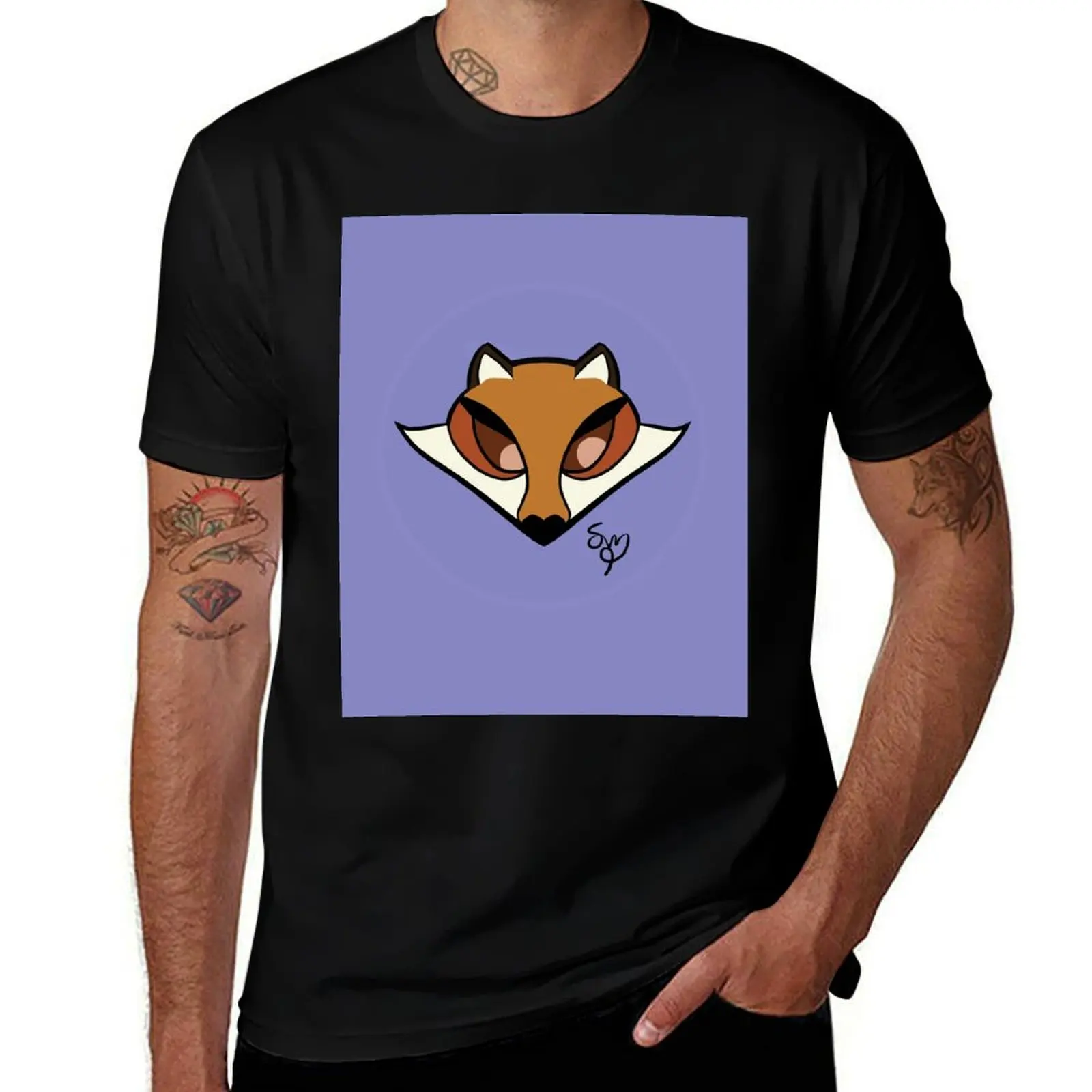 

Heart casual shirts line fox for design vintage shirts version) men man graphic t man for (black nose t T-Shirt