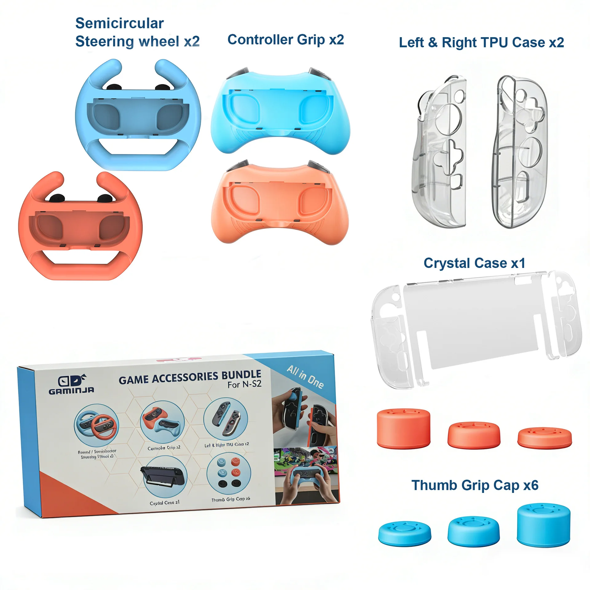 Second Generation Controller Steering Wheel Grip Set Left and Right Gamepad Racing Accessories