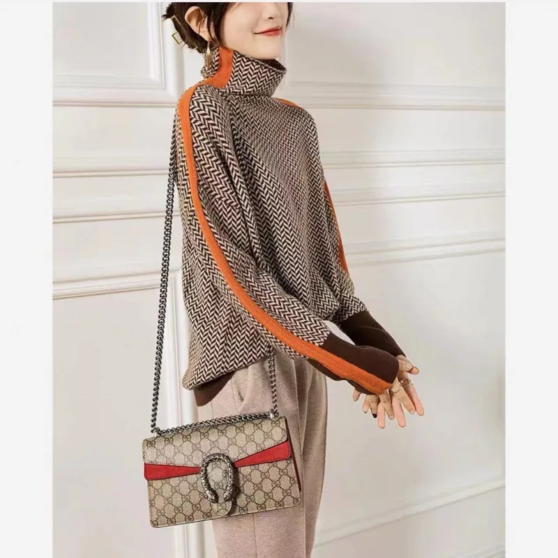 Suéter de punto coreano para mujer, jersey de cuello alto, Tops de punto a la moda, 2023