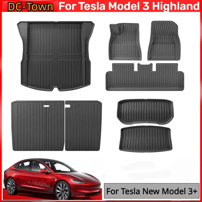 For Tesla Model 3+ Trunk Mats TPE Waterproof Wear-resistant Foot Pads Front Rear Trunk Mat New Model3 Highland 2024 Accessories