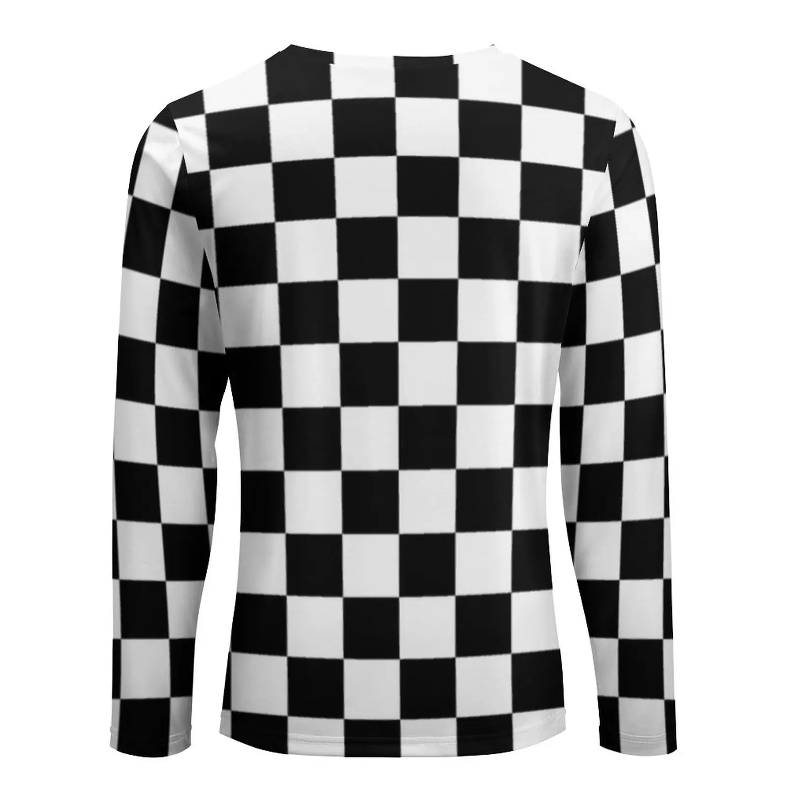 Black Checkerboard T-Shirt Spring Classic Black and White Checker Streetwear T-Shirts Man Trendy Pattern Tshirt Large Size 5XL