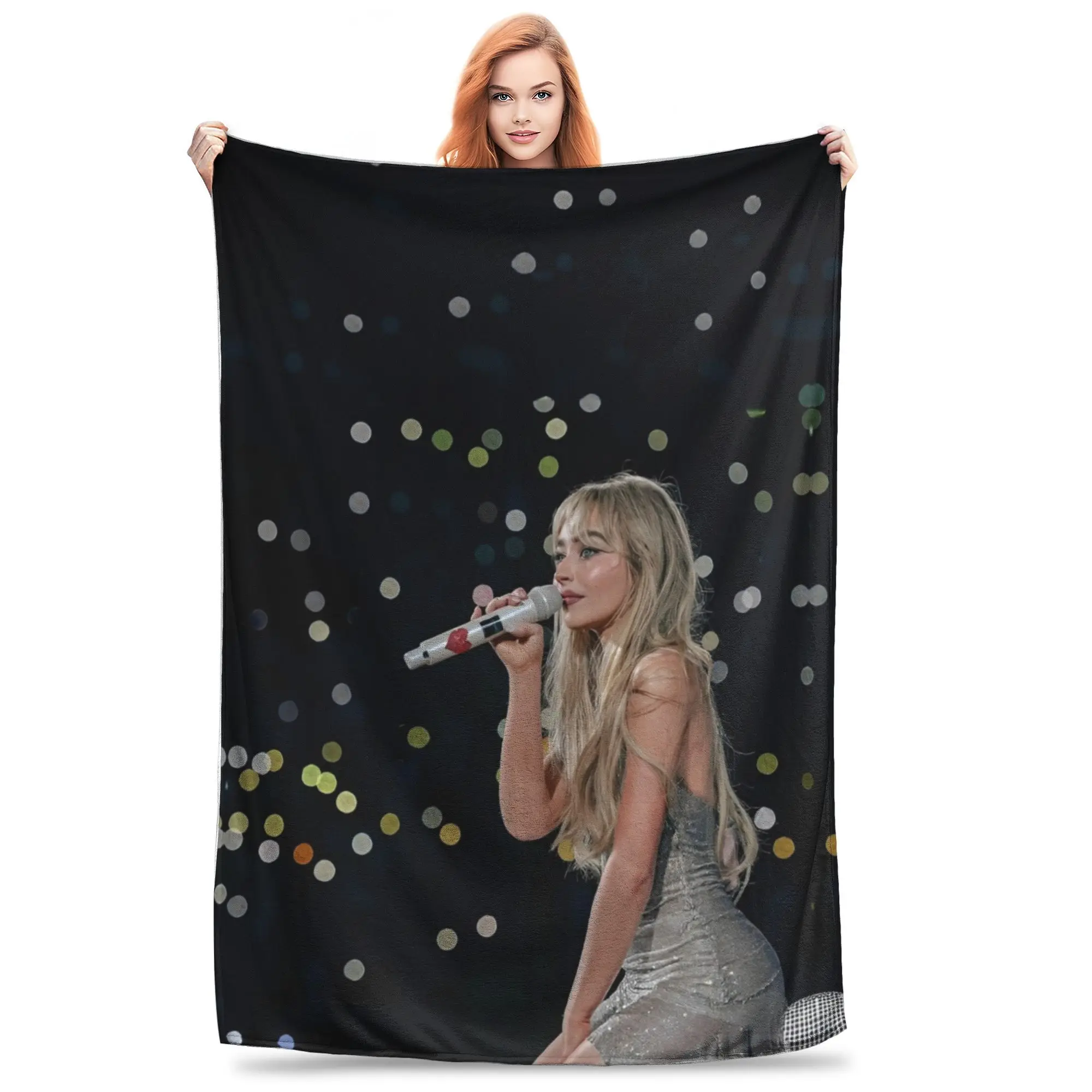 Singer Sabrina Carpenter Blanket Pop Music Flannel Awesome Soft Throw Blanket for Home Spring/Autumn