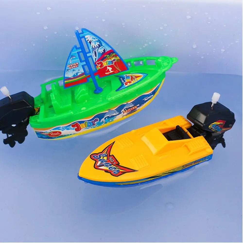 New Ship Shower Bath Toy Motorboat Clockwork Wind Up Toy Kid Toys Float in Water Speed Boat Ship Toys Summer