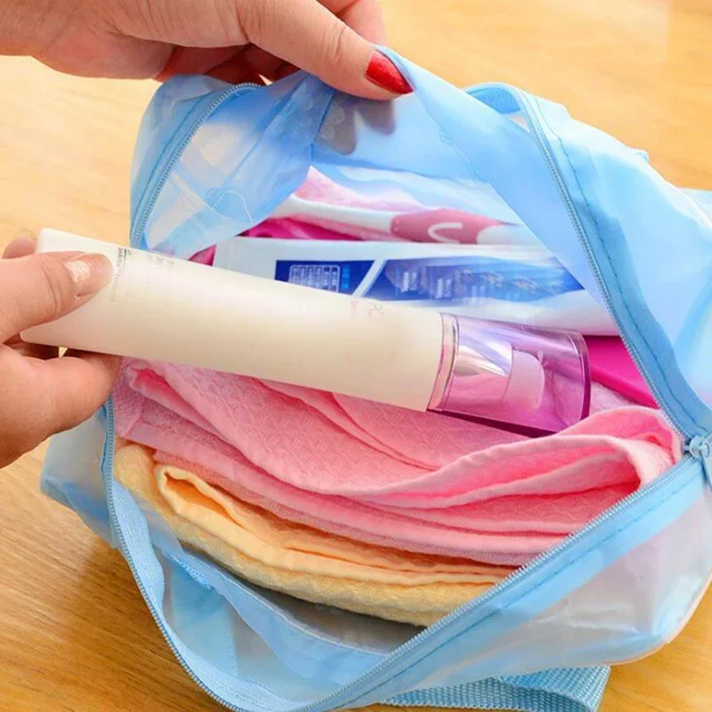 Bolsa de cosméticos transparente de PVC Floral para mujer y niña, bolsa de maquillaje transparente, estuche de belleza impermeable con cremallera,