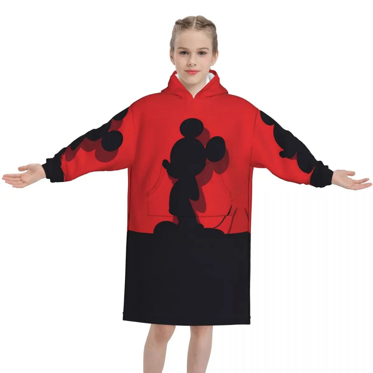 

Носимое одеяло с Микки Маус, толстовка с капюшоном для девочек и мальчиков, теплое уютное одеяло большого размера, толстовка с карманом