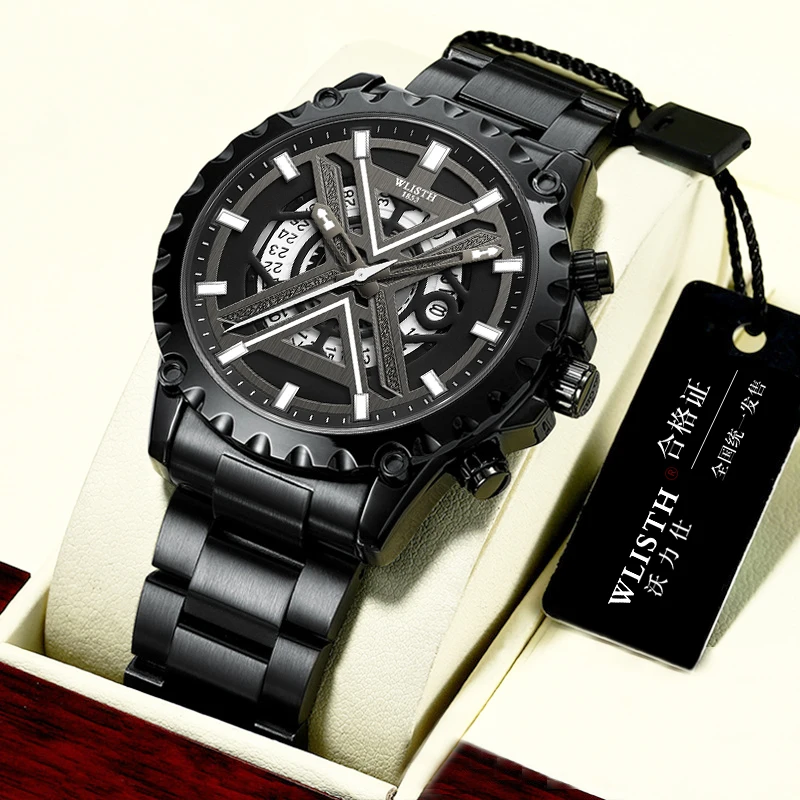 Man Watch Sports Fashion Waterproof Quartz Watch Night Light Leisure Luxury Clock Skeletonized Dial Watches Reloj Hombre Gift