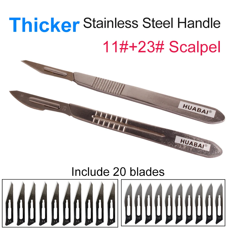 11# 23# Carbon Steel Carving Metal Scalpel Handle With 10pcs Blades Engraving Craft Knife Non-Slip Surgical Scalpel Knife Paper