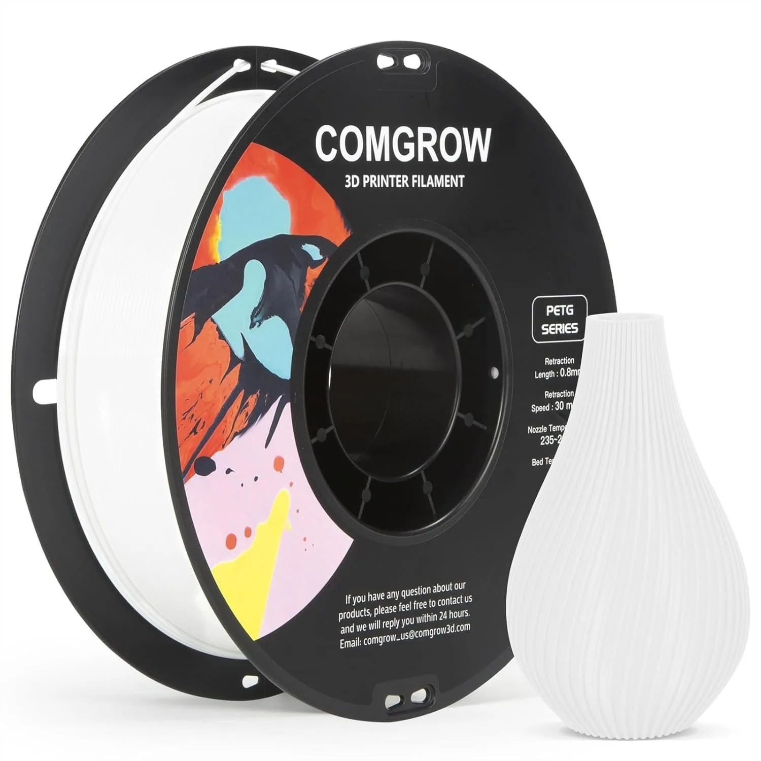 

PETG 3D Printer Filament 1.75mm, High Precision and Tough Filament, Dimensional Accuracy +/- 0.02 mm, Fit Most 3D Printers White