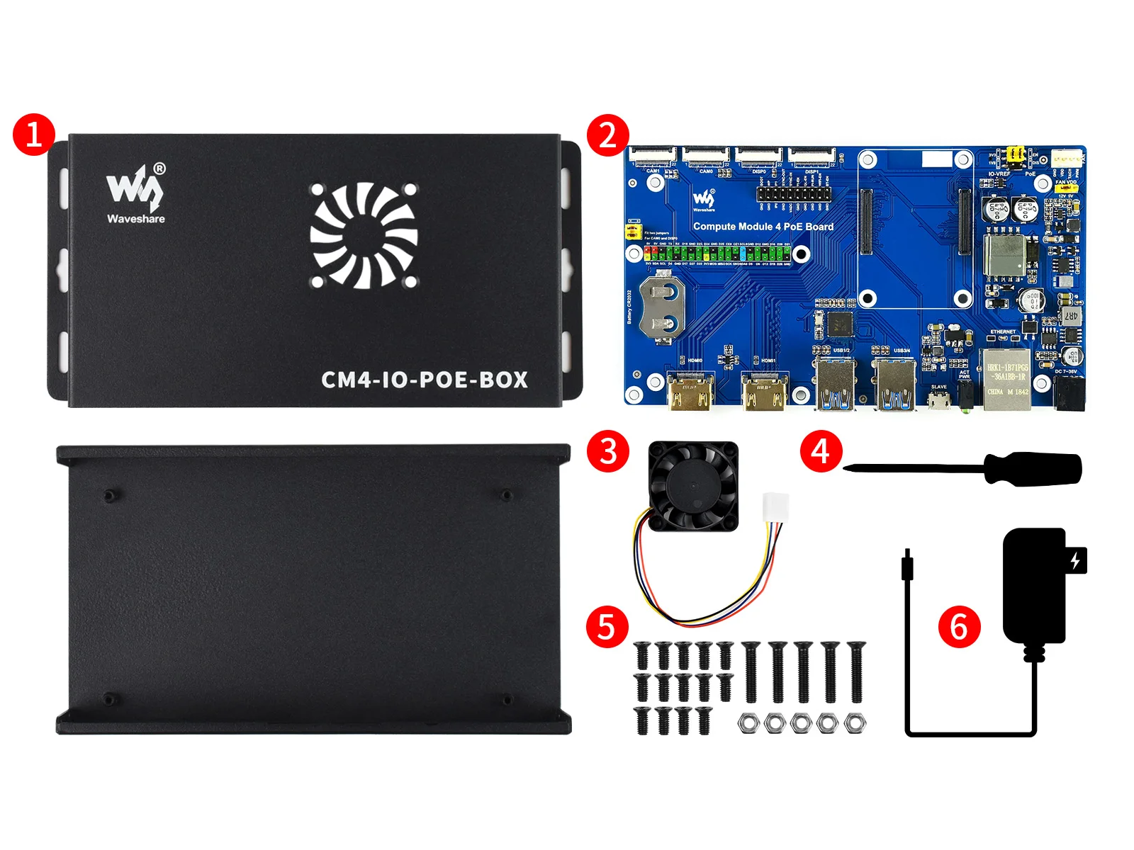 

Waveshare PoE Mini-Computer Based On Raspberry Pi Compute Module 4 (NOT Included), Metal Case, With Cooling Fan