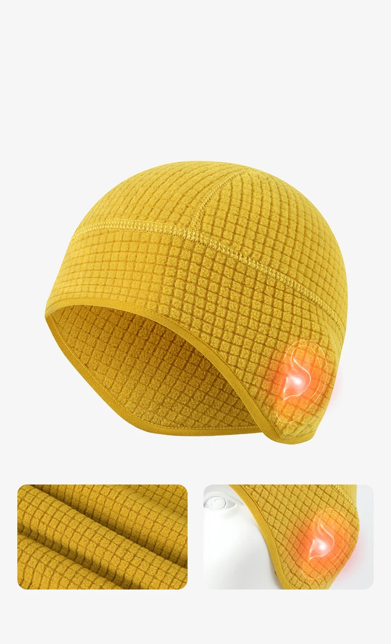 Fahrrad-Ohrenklappenmütze, Outdoor-Unisex-Mütze aus Gitterfleece, Thermomütze, Herbst-Winter, dehnbar, Ski-Helm-Innenfutter, winddichte Mütze – Detail 4