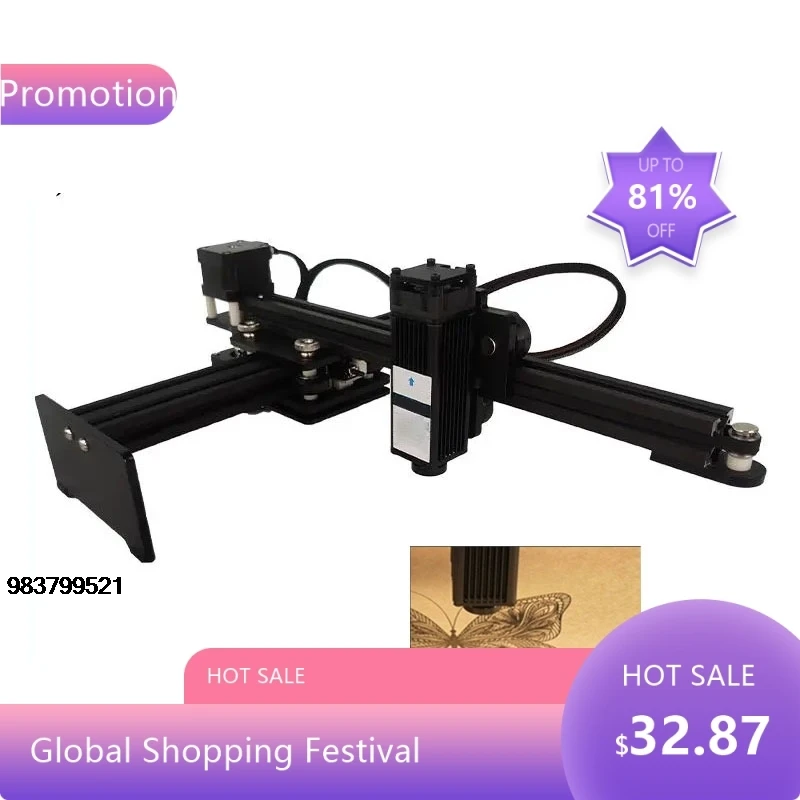 

18422.5W Портативный настольный лазерный гравировальный станок Гравировальный станок Diy Принтер логотипа Лазерный гравировальный станок Wor