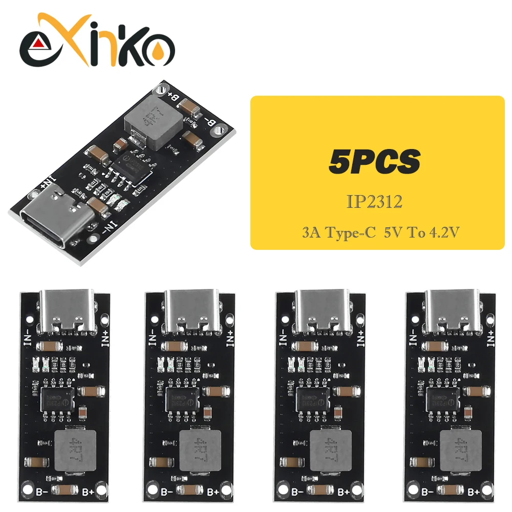 5/10pcs Type C USB Input High Current 3A Polymer Ternary Lithium Battery Quick Fast Charging Board IP2312 CC/CV Mode 5V To 4.2V