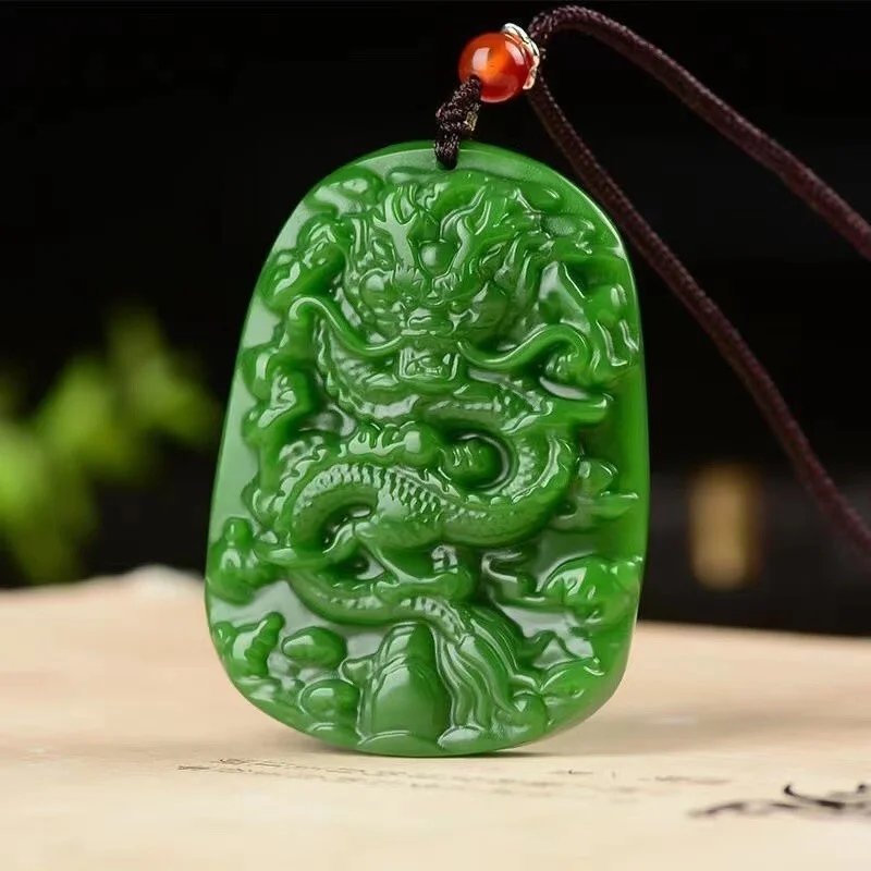 

Natural Green jade Jadeite Carved dragon amulet Pendant&Nelaces jewellery