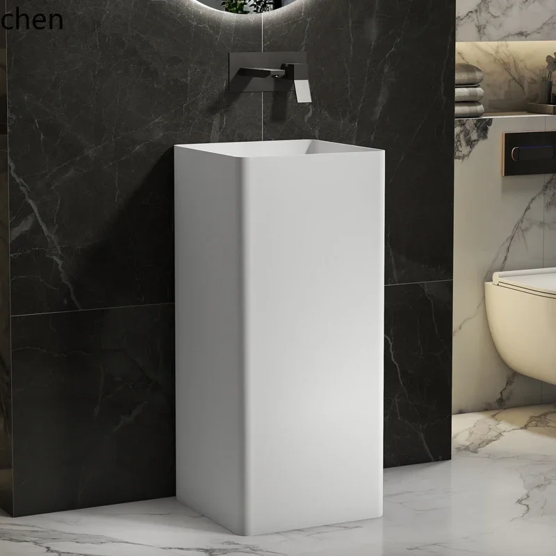 villa garden artificial stone column basin square mini simple bathroom independent washbasin integrated floor type