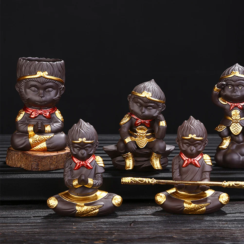 

Monkey Tea Pet Ceramic Tea Accessory Home Desktop Ornament for Office Bedroom Living Room Monkey Figure