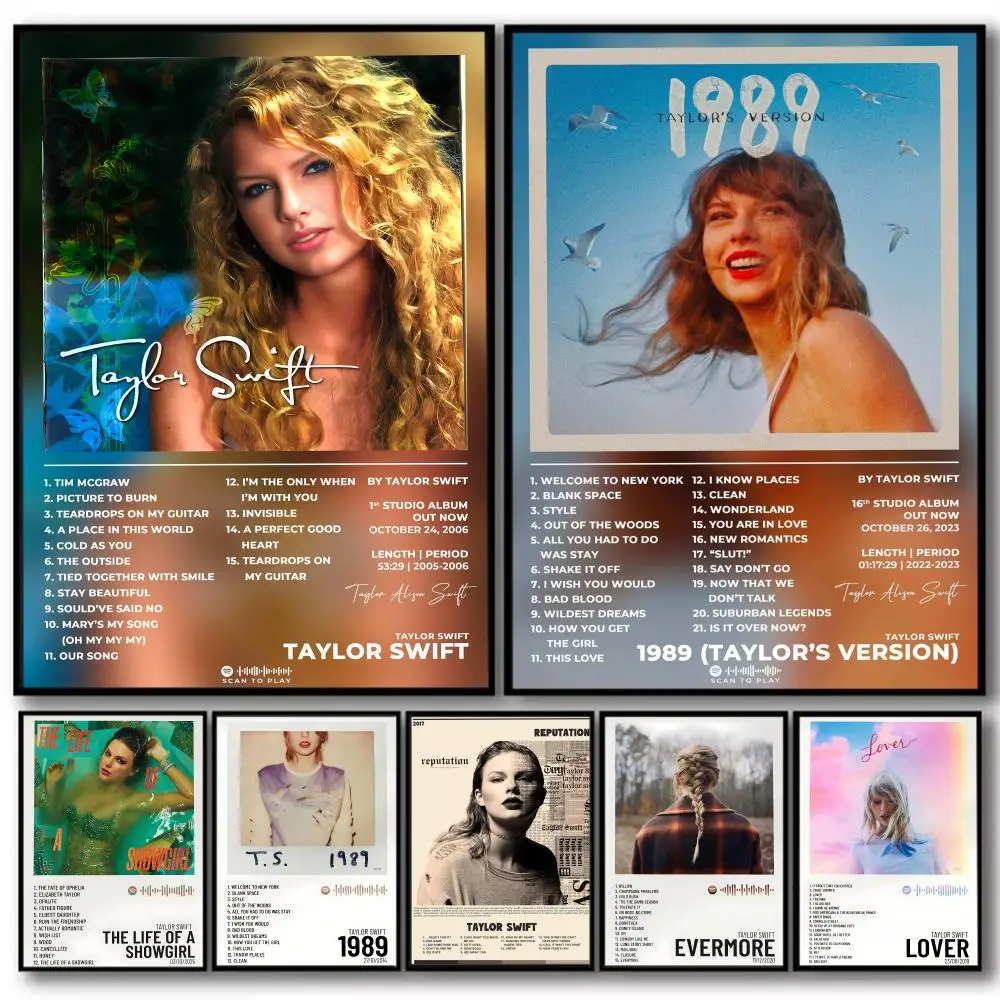 Famous Pop Singer Tay-lor Album HD Linen Canvas Poster Wall Art Prints for Living Room Bedroom Office Home Decoration Gift