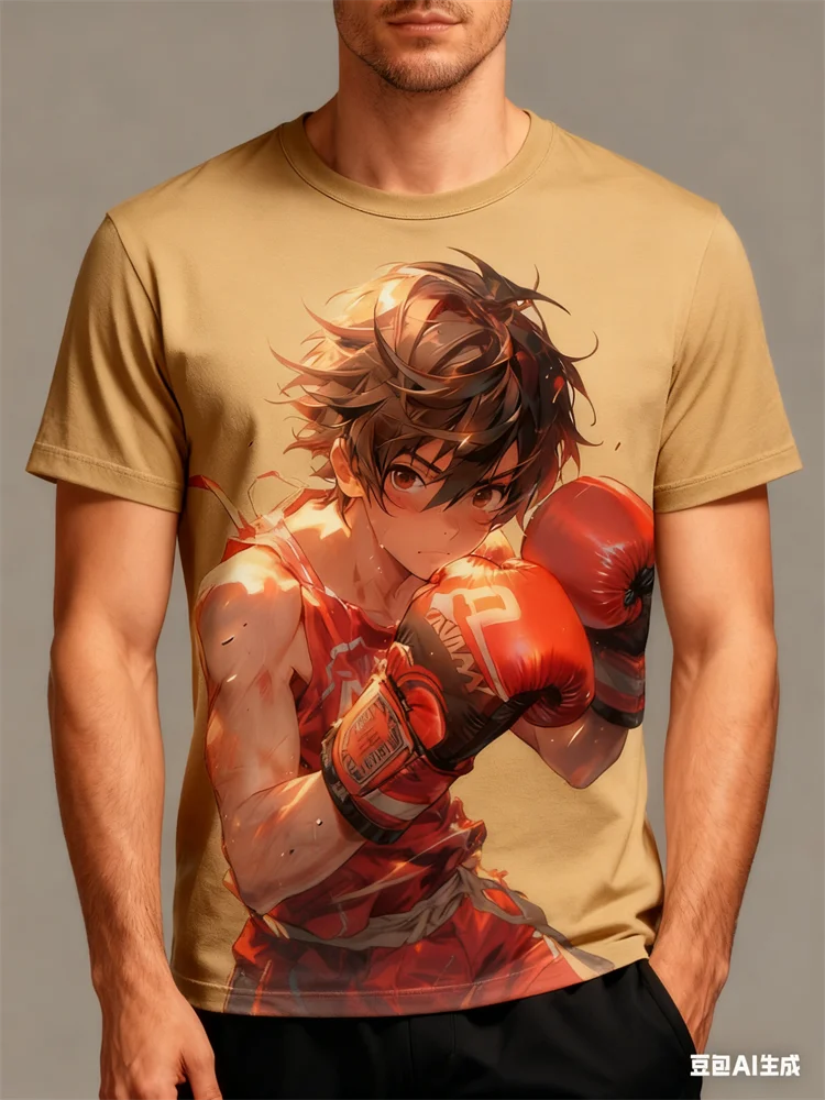 Dazzling Cool Boxing Printed Men's T-shirt Daily Daily Fighting Training O-Neck Pullover Leisure Fashion Quick Dry Short Sleeve