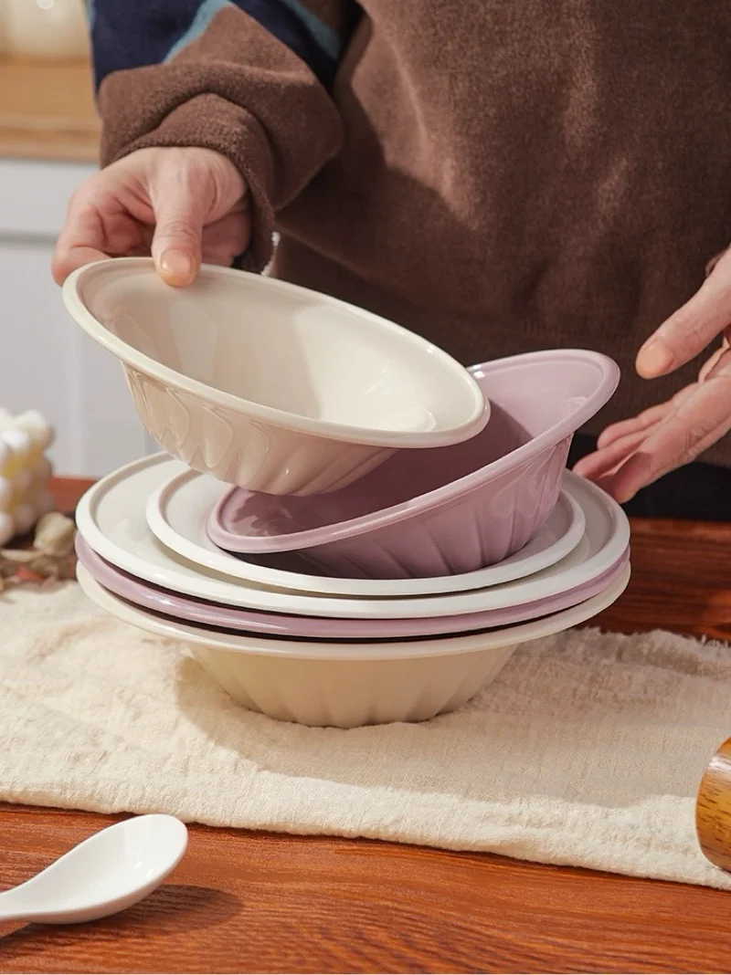 

Керамическая глубокая тарелка YueMing Foodware Simple Wide в японском стиле, 3 цвета, для пасты и салата