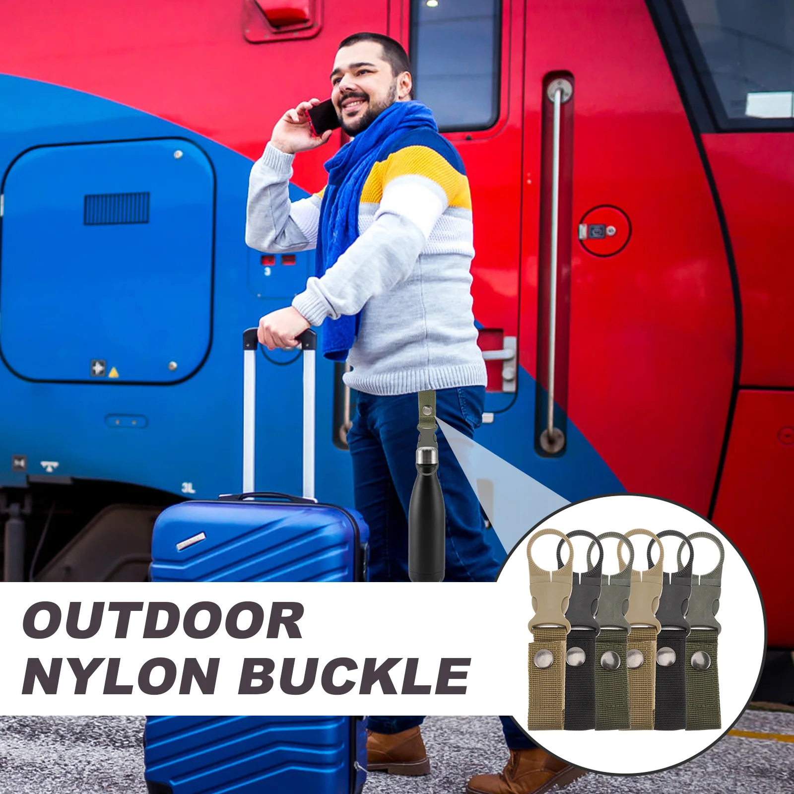 

6Pcs Water Bottle Buckles Multi-Functional Heavy Duty Nylon Clip Portable Outdoor Bottle Carrier Hanging Buckle Key Holder