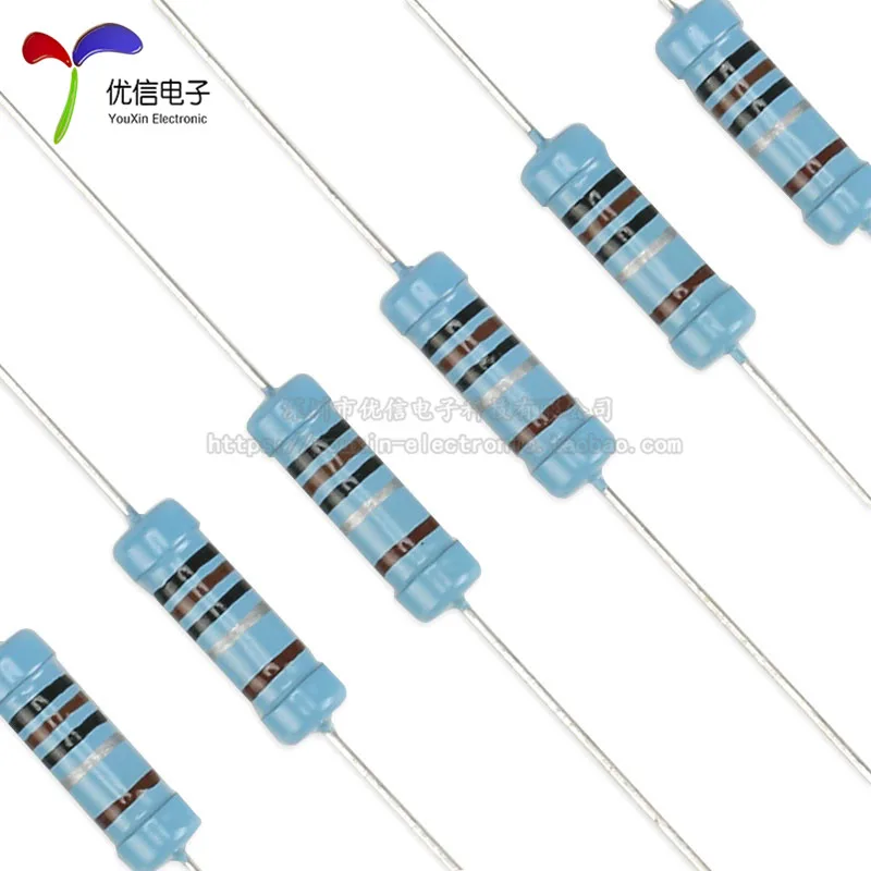 20pcs 2W 3W Metal Film Resistor 1% 0.1R 0.22R 0.33R 0.5R 47K 120K 10R 100R 100K 3.3R 33K 220R 62 82R 8.2R 68K 470K 1M Resistance