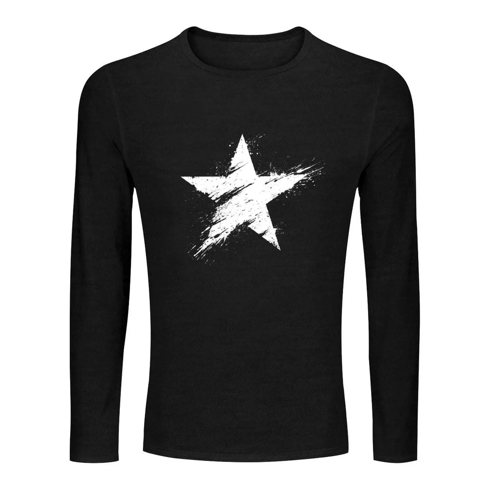 Painted Star - White Long T-Shirt oversized t shirt sweat shirts black t shirts for men