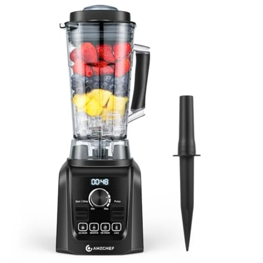 

Professional Kitchen Blender 1800W Black Smoothie Blender with Infinitely Variable Speed and 5 Functions for Smoothies Puree Ic