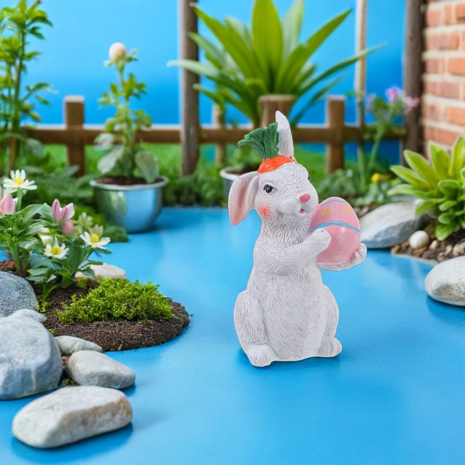 

2Pcs Bunny Resin Decorations Easter Spring Mini Animal Resin Sculptures Cute Bunny Ornaments for Garden Home Decor