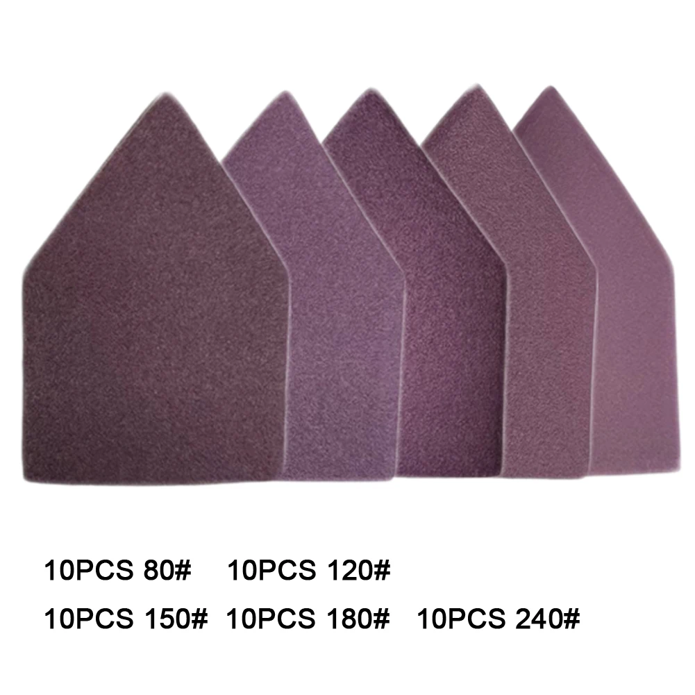 50pcs 92x65mm Triangular Sanding Pads 80/120/150/180/240 Grit For Detail Sander Wood Furniture Restoration DIY Kit