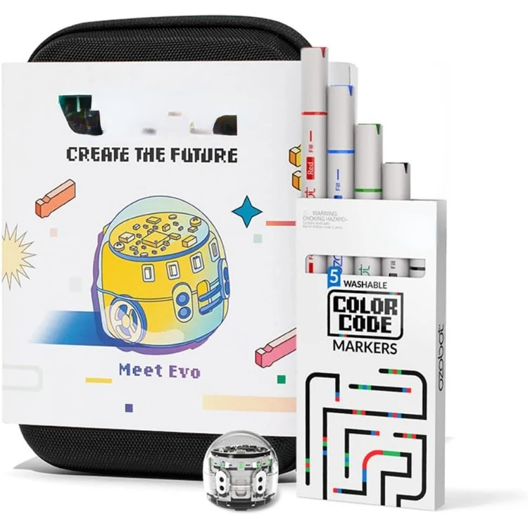 

Evo Entry Kit: Interactive Coding Robot, Kids Ages 5+, includes Color Code Markers, Charging Cable, Zip Case