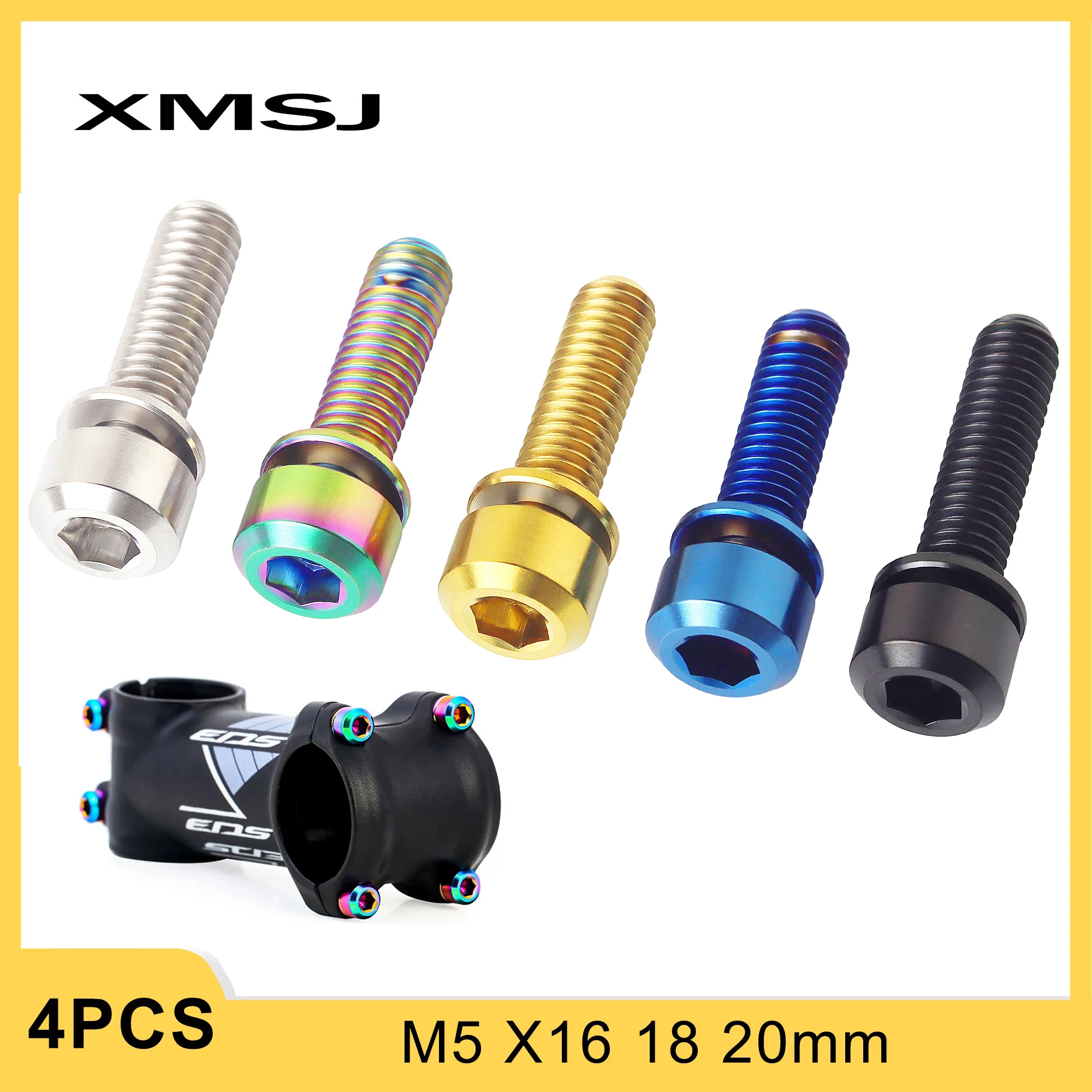 

XMSJ Винт выноса руля велосипеда Титановый болт с шайбой M5 * 16/18/20 мм Винты выноса велосипеда Зажим подседельного штыря Крепежные детали