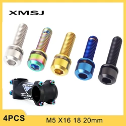 XMSJ Bicycle Handlebar Stem Screw Titanium Bolt With Washer M5*16/18/20mm Bike Stem Screws Seat Post Clamp Fixing Parts