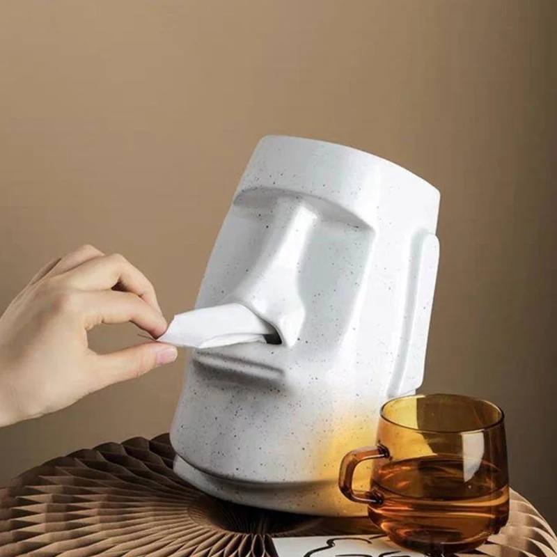 

Creative Napkin Box Nordic Style Stone Statue Personality Nostril Tissue Box Light Luxury Dining Table and Tea Table in Living