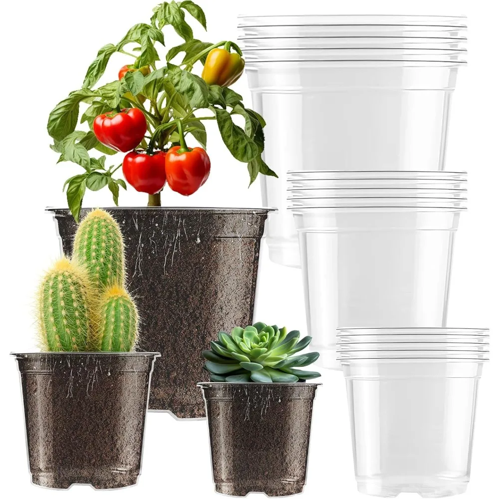 

Clear Nursery Pots for Plants, 3.5/4/5 inch Plastic Plant Flower Pot with Drainage Holes High Transparency Seedling Planter for