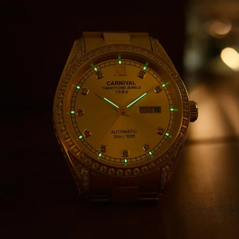 IW Carnival Orologi di lusso con specchio in zaffiro sintetico per uomo Movimento meccanico automatico Orologio da uomo in oro stile business semplice