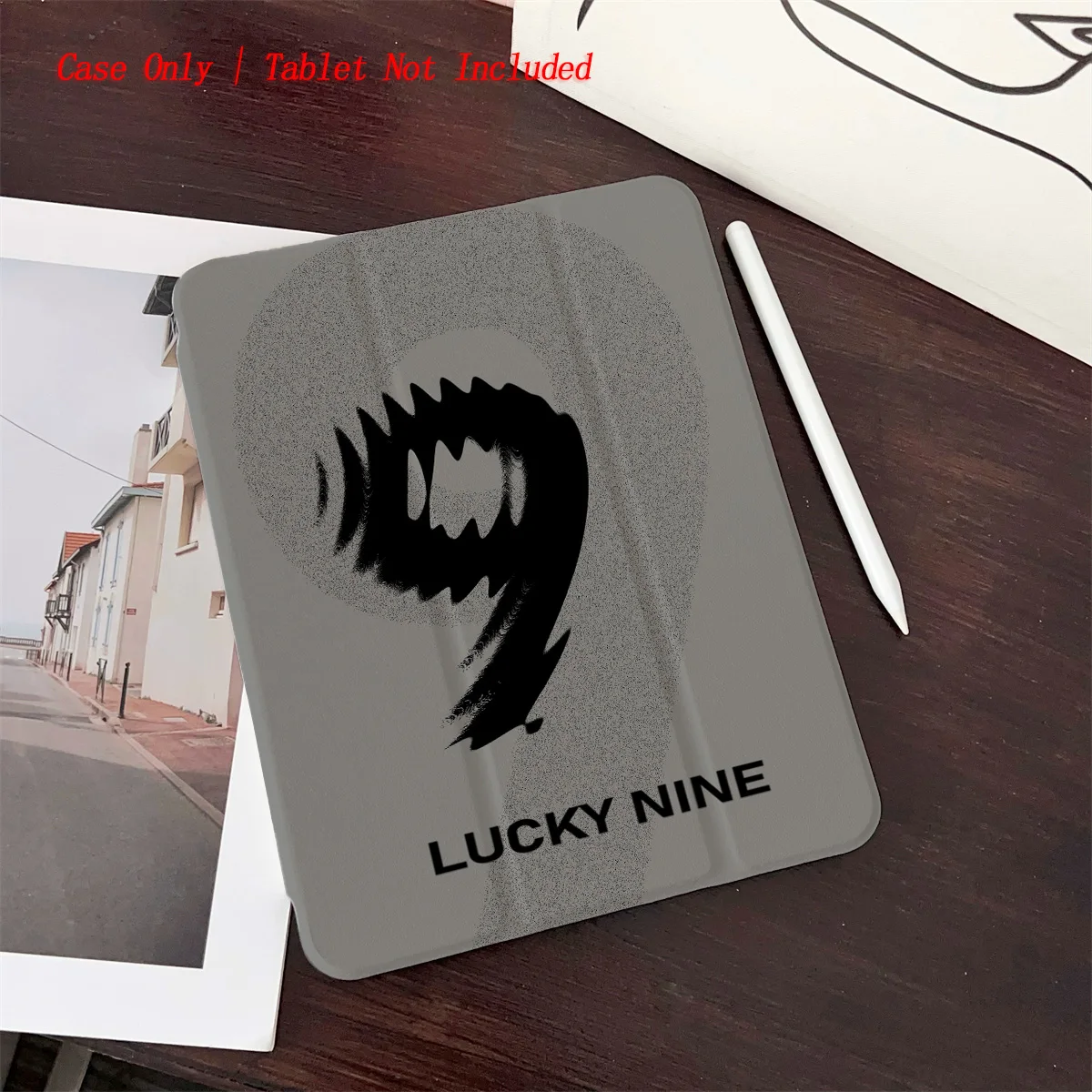 

Simple Fresh 360° Rotating iPad Book Cover with Pen Slot & Lucky No.9 Pattern, Fits Multiple Apple Models