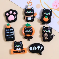 10Pcs New Cute Cartoon Black Cat Series Flat Back Ornament Jewelry Bows Accessories