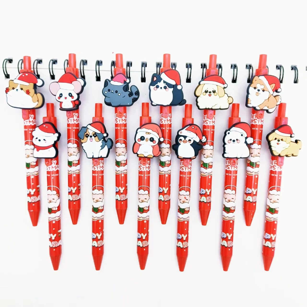 

10/20pcs Christmas Hat Cute Pet Shaped Ballpoint Pen Christmas Theme Ballpoint Pen Daily Office Stationery Student Writing Pen