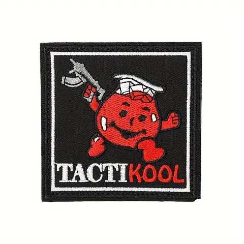 Tactikool Kool Patch -Aid Man - Funny Military Patch Cute Meme Mello Hook & Loop Embroidered Fastener for Molle Backpack