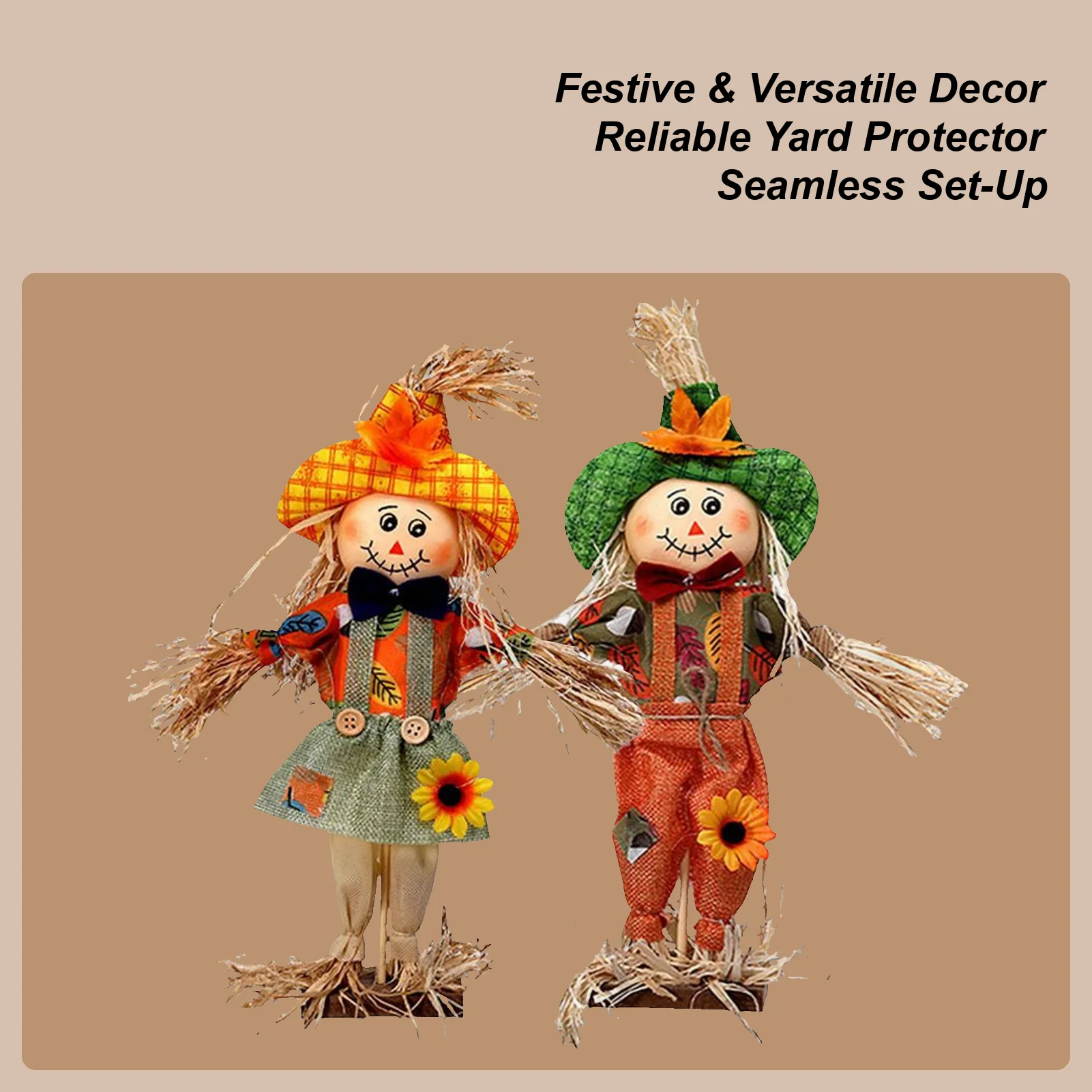 Scarecrow Decorations 2 Pieces Fall Stuffed Scarecrow 14inch Ornaments For Porch Garden Harvest Festival Lawn Party Home
